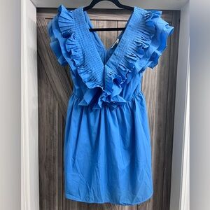 entro blue mini ruffle top dress (M)